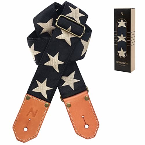 Cool Woven Guitar Strap with Leather Ends for Guitarists