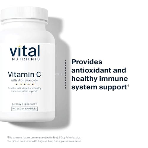 Vegan Vitamin C with Bioflavonoids for Immune Support | 1000mg Vitamin C and 500mg Citrus Bioflavonoid | Non-GMO | 100 Capsules