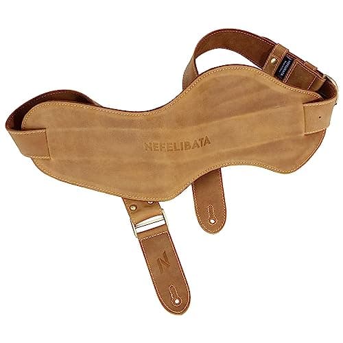 Nefelibata Guitar Strap, Crazy Horse Leather Straps — Vintage Latte Brown