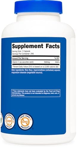Vitamin C 500mg Capsules, Vegetarian, Gluten Free & Non-GMO