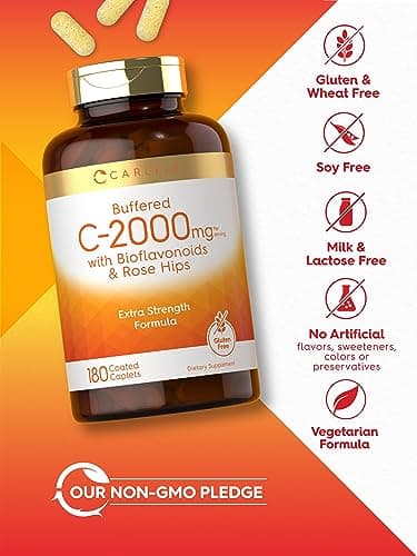 Carlyle Buffered Vitamin C Caplets 2000mg - 180 Count