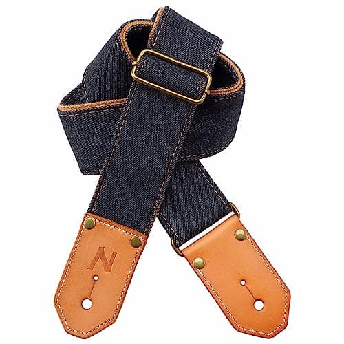 Cool Woven Guitar Strap with Leather Ends for Guitarists — Black