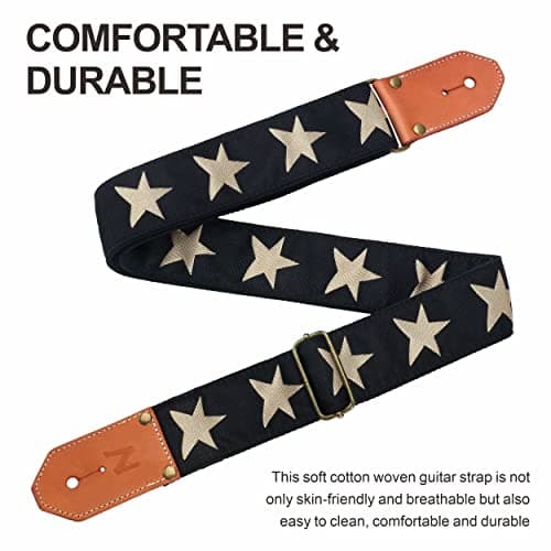 Cool Woven Guitar Strap with Leather Ends for Guitarists