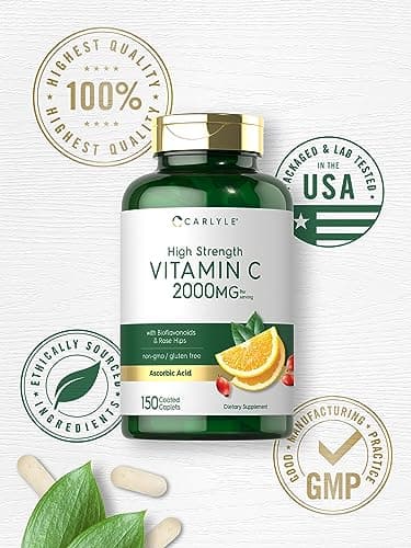 Carlyle Vitamin C 2000mg with Rose Hips Caplets | Vegetarian, Non-GMO, Gluten Free