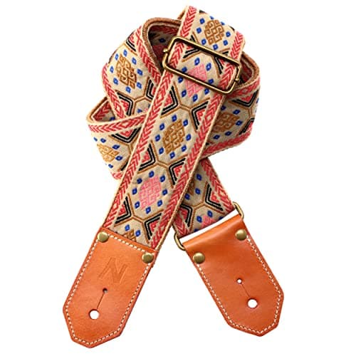 Cool Woven Guitar Strap with Leather Ends for Guitarists — Vintage Checkered