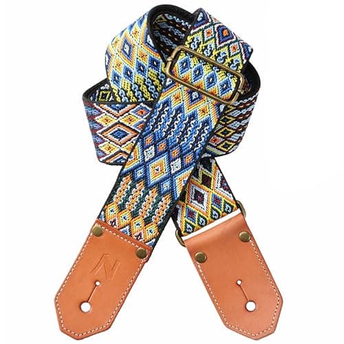 Cool Woven Guitar Strap with Leather Ends for Guitarists — Bohemia Style