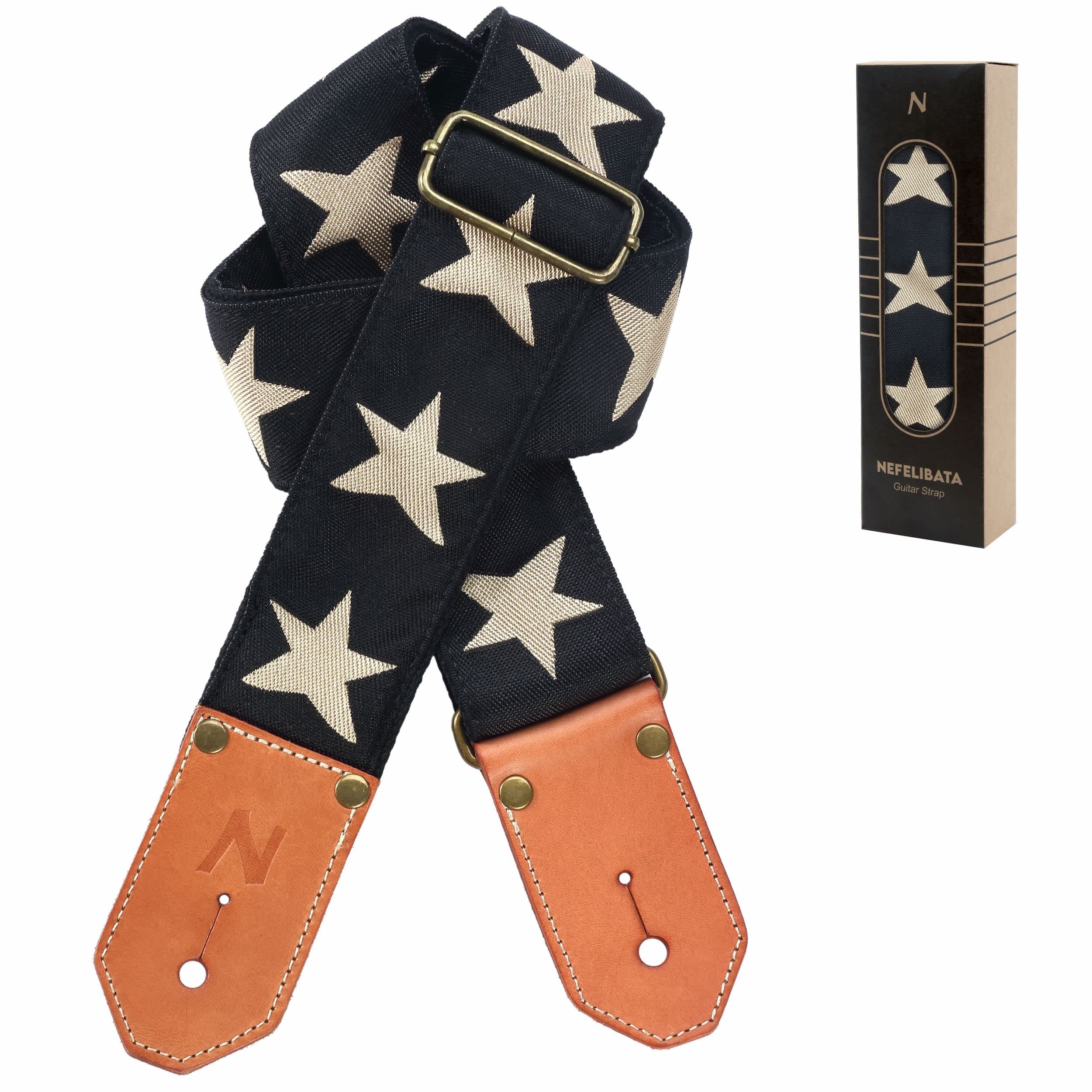 Cool Woven Guitar Strap with Leather Ends for Guitarists